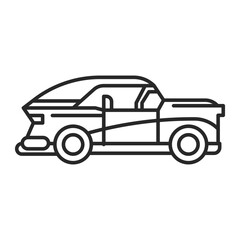 Retro classic car line icon