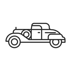 Retro classic car line icon