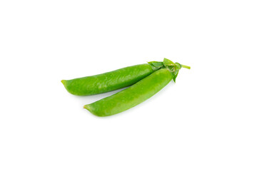 Fresh green pea pods with green peas isolated on white background. Sweet green peas. Green pea beans vegetables. Vegan. healthy green vegetable.