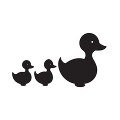 Ducklings Following Mother Across Pond