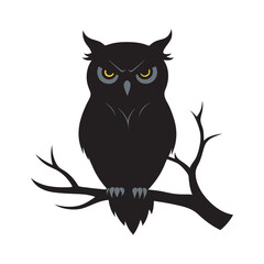 Wise Owl On Tree Branch