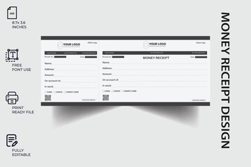 Modern, corporate, money, receipt, design template, money receipt, 