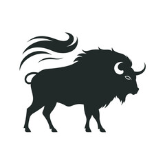 Bison Standing Against Wind