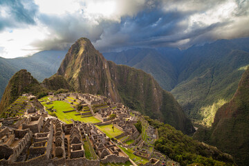 Machu Picchu, Incas Empire Lost Capital City, Ancient Temple Ruins in Andes Sacred Valley, Huayna...