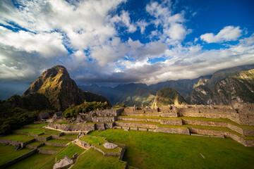 Machu Picchu, Incas Empire Lost Capital City, Ancient Temple Buildings on Terrace Walls in Andes Sacred Valley, Huayna Picchu Mountain Peak, Peru