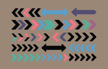 Fototapeta premium Collection of Colorful and Bold Arrow Symbols set various directional arrows different colors arrows directional symbols