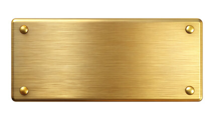 Realistic 3D Rendered Rectangular Golden Nameplate