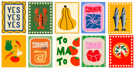 Vector illustration of Italian pasta featuring a modern, fun, and stylish food art design. Perfect for food-related branding, menu design, kitchen & cafe wall decor, posters or kitchen decor.