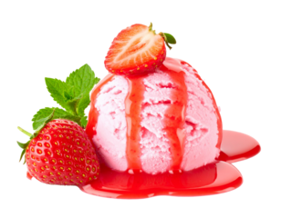 Erdbeereis isoliert auf weißen Hintergrund