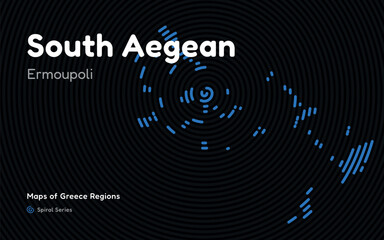 Spiral Line Pattern Map of South Aegean with Ermoupoli as the Capital