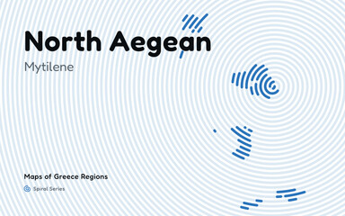 Spiral Line Pattern Map of North Aegean with Mytilene as the Capital