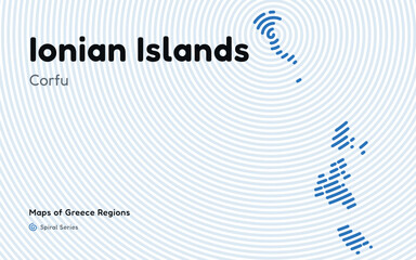 Spiral Line Pattern Map of Ionian Islands with Corfu as the Capital