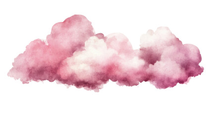 Fototapeta premium Soft Fluffy Pink Cloud in Sky Isolated on White Background