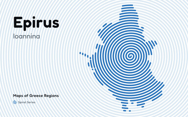 Spiral Line Pattern Map of Epirus with Ioannina as the Capital