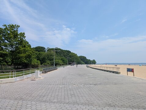 Overview of Orchard Beach in Pelham Bay Park, the Bronx, New York - June 2026