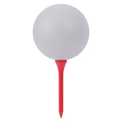 golf ball on tee 3d icon in cartoon plastic style minimal isolated on transparent white background, clipping path
