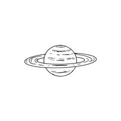 Saturn Planet Line Art Illustration - Minimalist Space Design