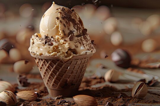 High Quality Image of Gelato with a Touch of Hazelnut - Powered by Adobe