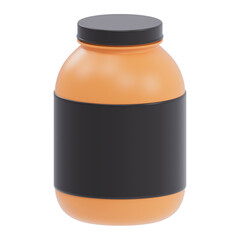 jar of jam 3d icon in cartoon plastic style minimal isolated on transparent white background, clipping path
