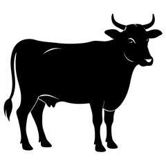 black silhouette of a cow