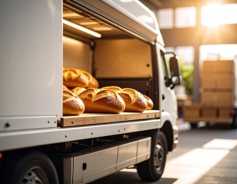 Bakery truck loaded with bread