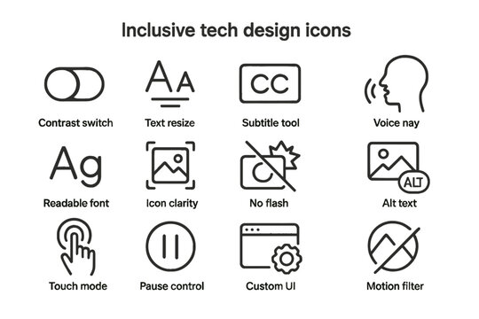 Accessible tech design icons for user-friendly interface