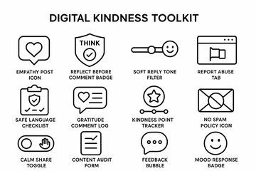 Digital kindness toolkit: icons for online empathy and safety features