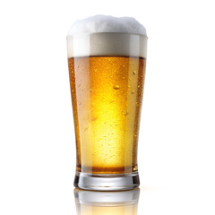 Tall Transparent Pint Glass Filled With Golden Beer