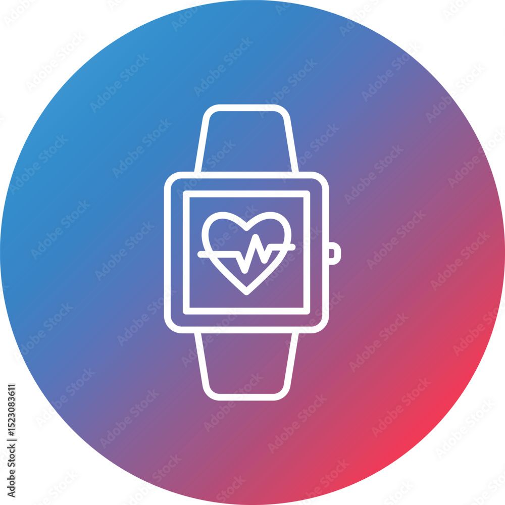 Poster heart rate line gradient circle background icon