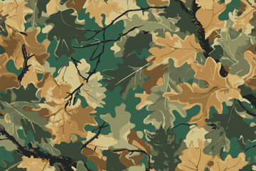 Hunting camouflage modern pattern, vector military print. real tree forest camouflage seamless pattern