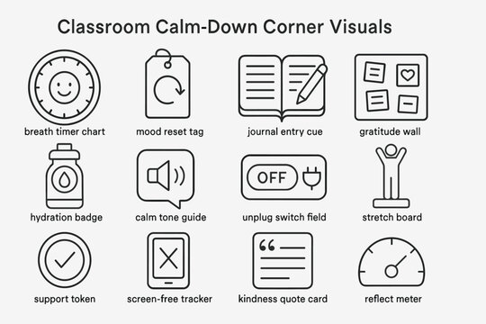Classroom calm-down tools: visuals for mindfulness and emotional regulation