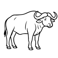 Naklejka premium buffalo vector realistic line icon on white background Vector line icon animal, wildlife