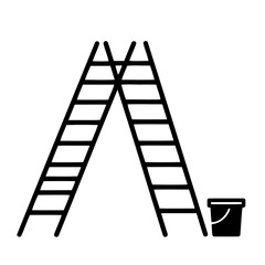 Ladder with paint bucket icon, minimalistic design for DIY and home improvement projects