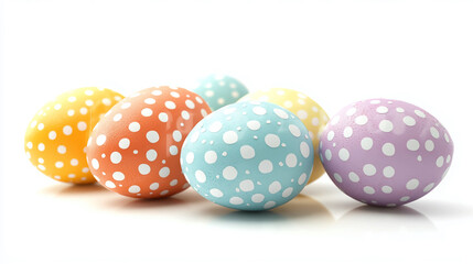 Obraz premium Easter eggs colorful polka dot pattern pastel shades spring holiday decoration festive celebration still life