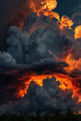 Fototapeta premium Dramatic Fiery Cloudscape at Sunset