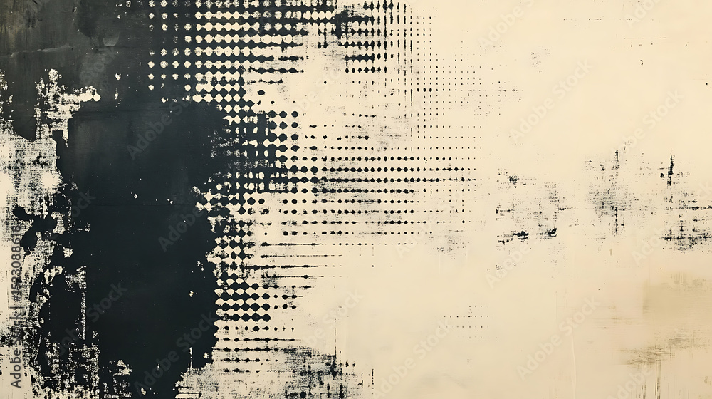 Poster dark blotches and dots on light background modern abstract art grunge style texture painting ink blo