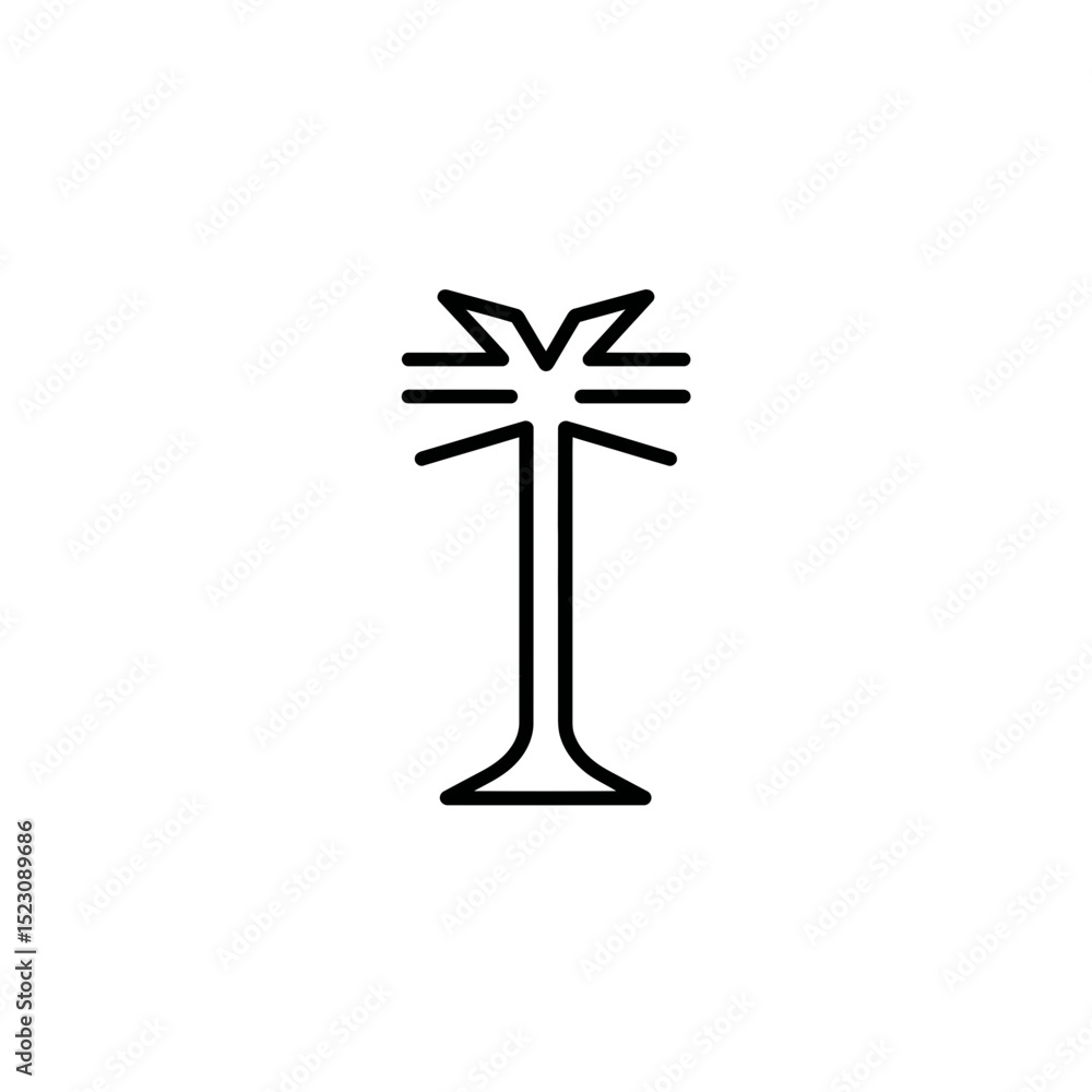 Poster abstract tree shows outline in minimalist isolated scene