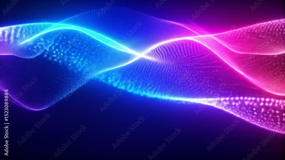 Aufkleber abstract neon light waves flowing background, gradient glowing particle pattern