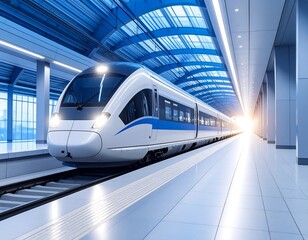 Modern train at station