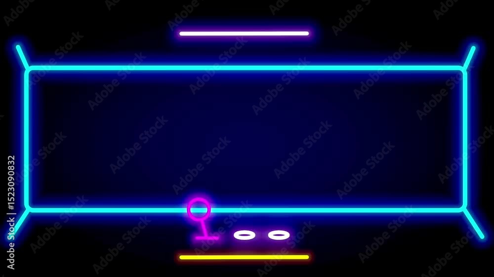 Poster A side-scrolling platformer scene in neon art, with a character and jump points, evoking retro gameplay with modern UI illustration style