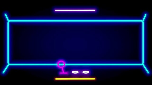 A side-scrolling platformer scene in neon art, with a character and jump points, evoking retro gameplay with modern UI illustration style