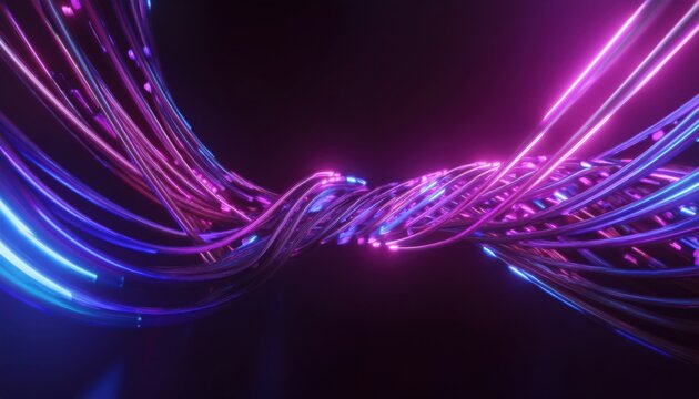 futuristic neon fiber twist with glowing blue and pink light trails for digital artwork, web interface, branding, or high tech print design - Powered by Adobe