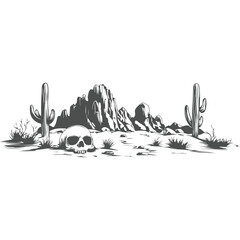 Cactus vector illustration in desert landscape with nature elements