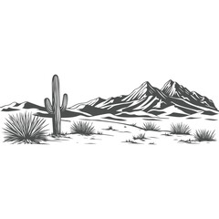 Cactus vector illustration in desert landscape with nature elements