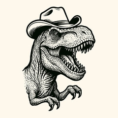 Cowboy T-Rex Dinosaur Vector Illustration