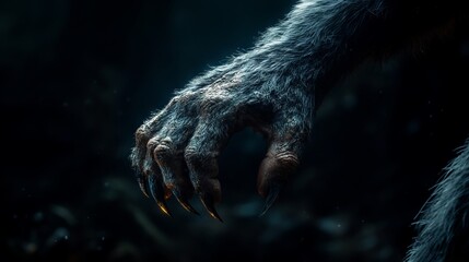 A hairy Werewolf arm and hand with claws.