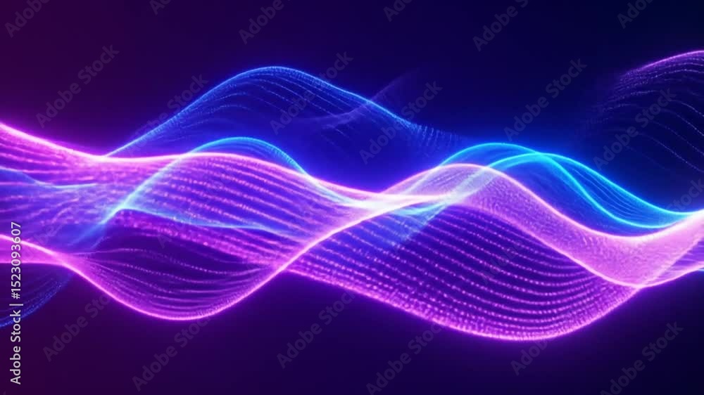 Aufkleber abstract data waves: dynamic blue and purple light streams in a seamless loop