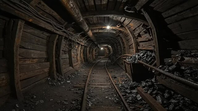 Coal mine tunnel interior