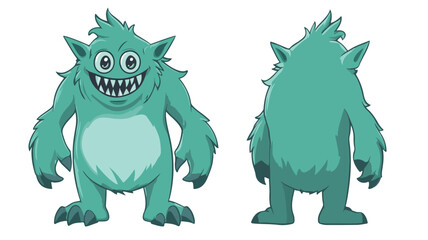 Eerie Green Monster Vector Illustration with Isolated Background