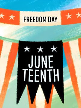 Bold Juneteenth Freedom Day Banner With Star Streamers